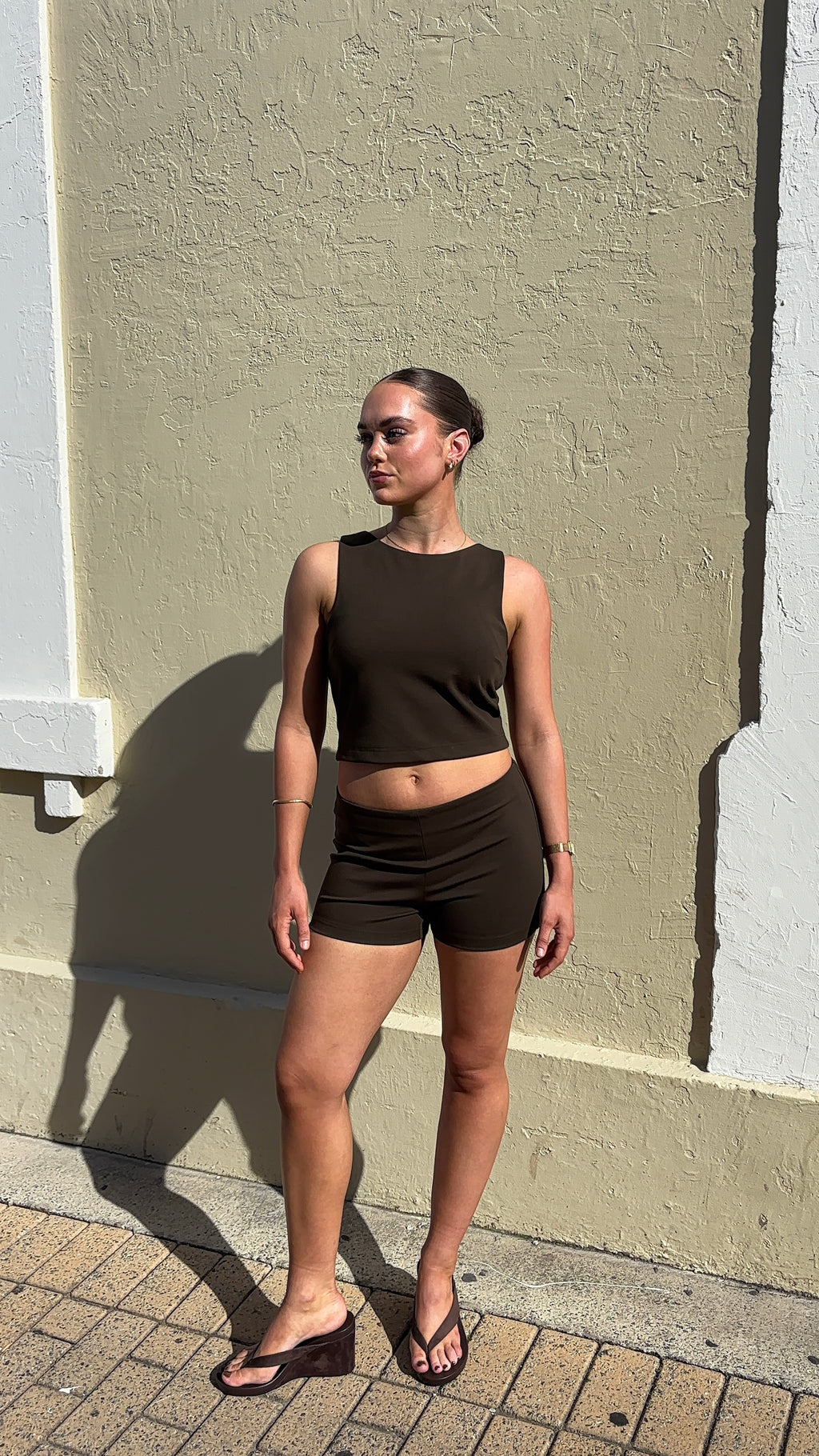 Square Neck Top in Khaki