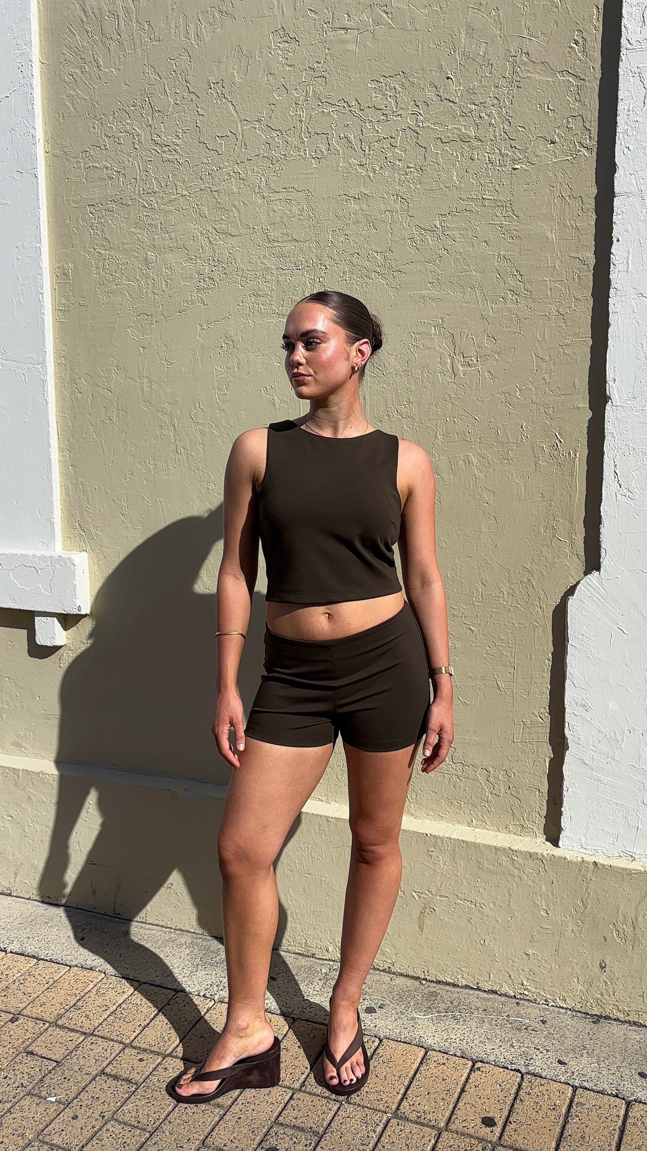 Square Neck Top in Khaki