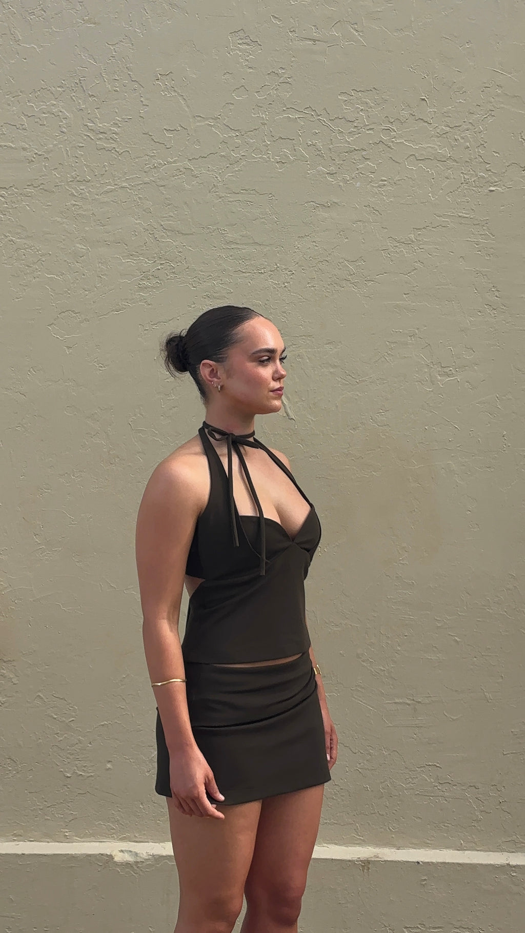 Halter Tie Top in Khaki