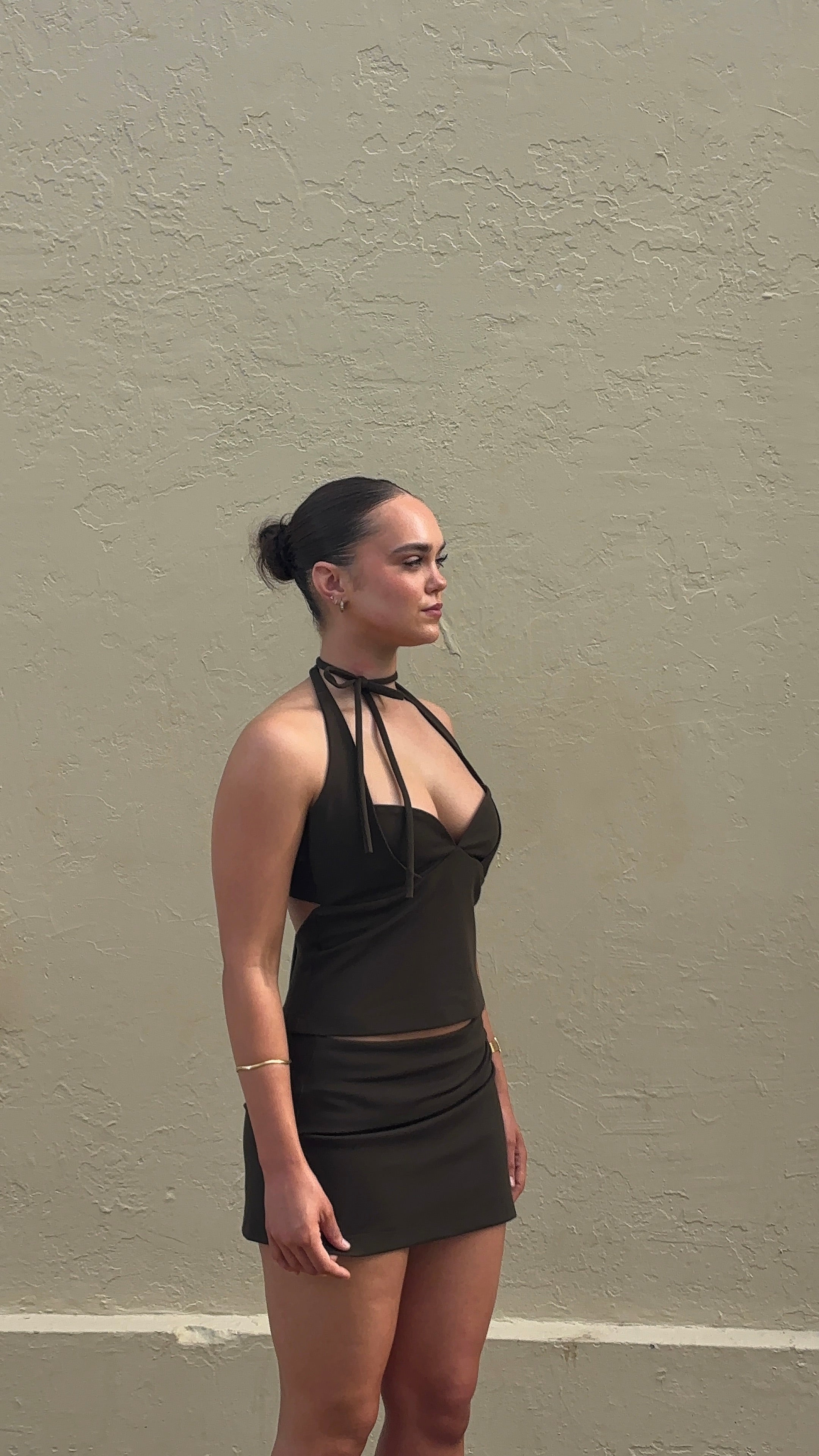 Halter Tie Top in Khaki