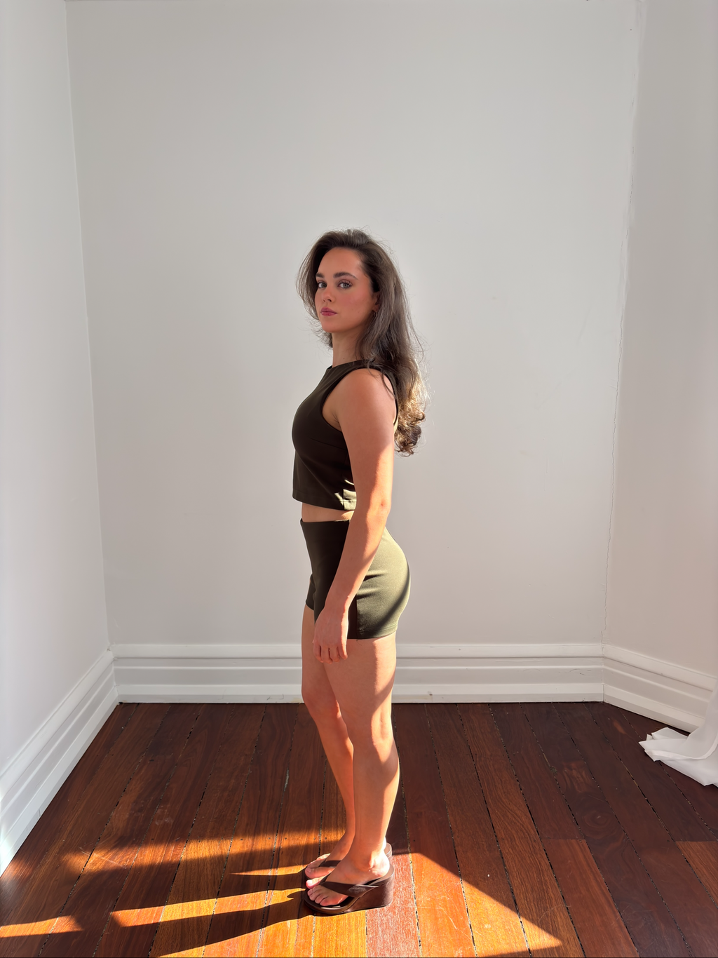Square Neck Top in Khaki