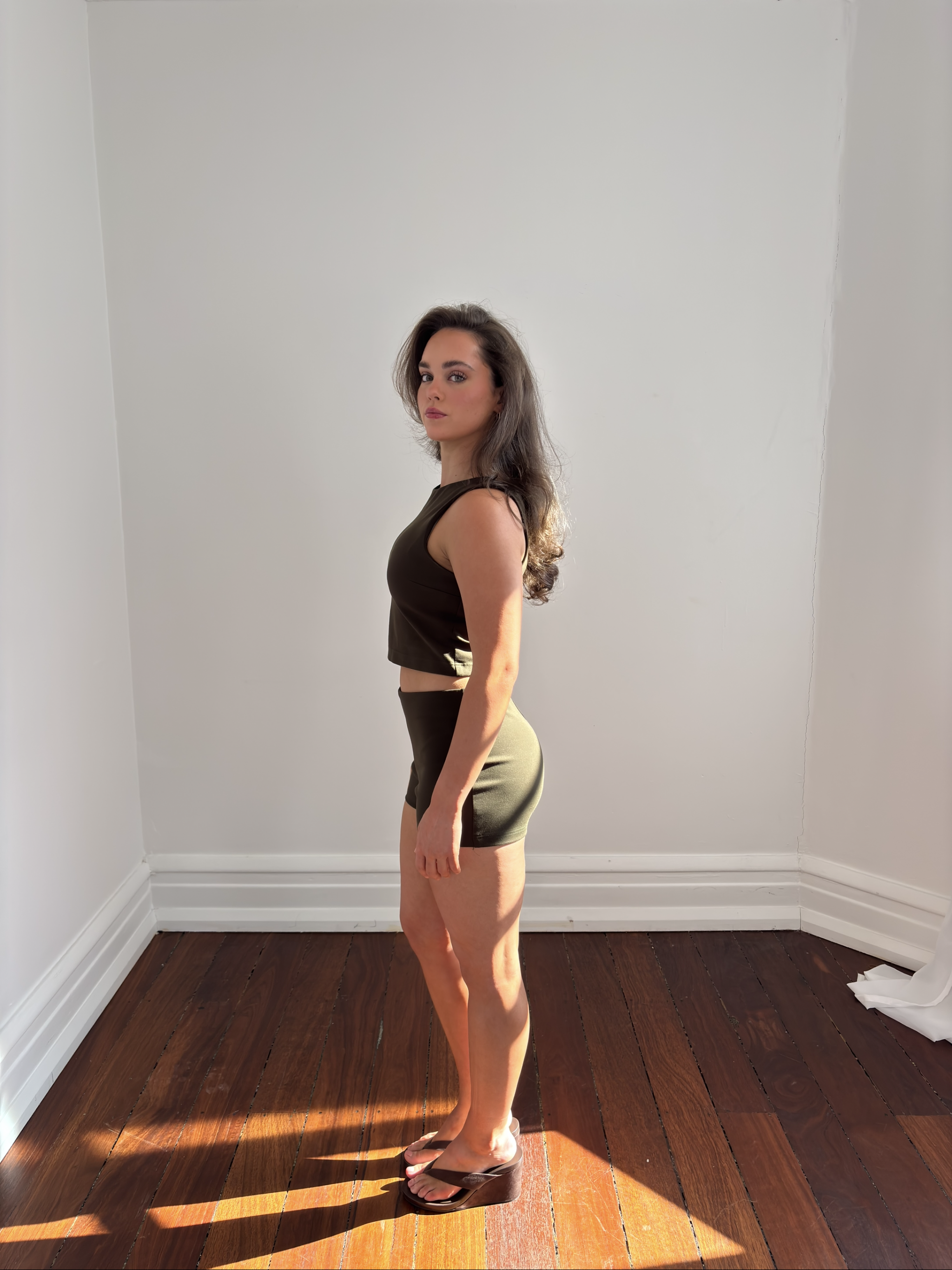 Square Neck Top in Khaki