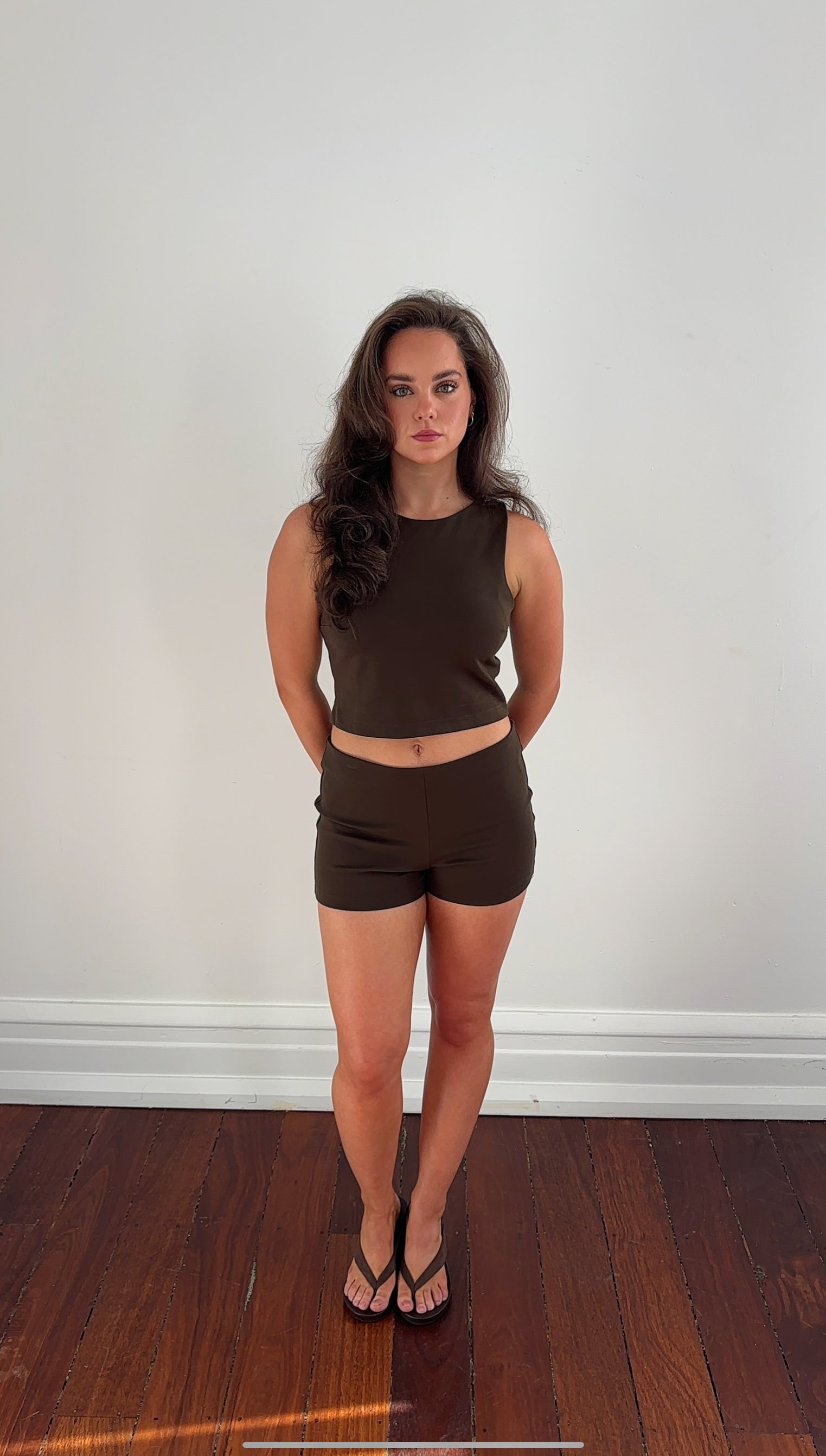 Square Neck Top in Khaki
