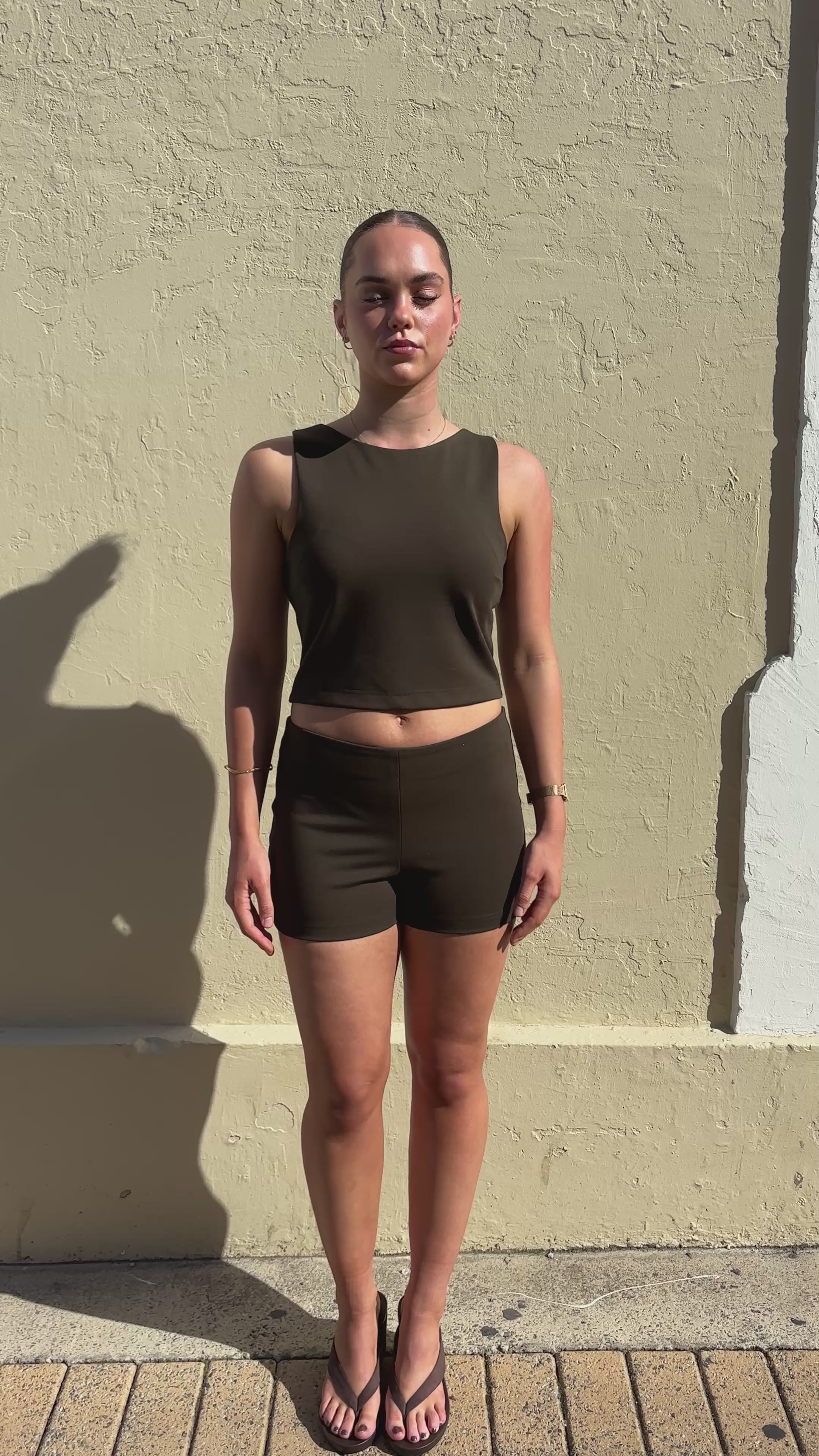 Square Neck Top in Khaki